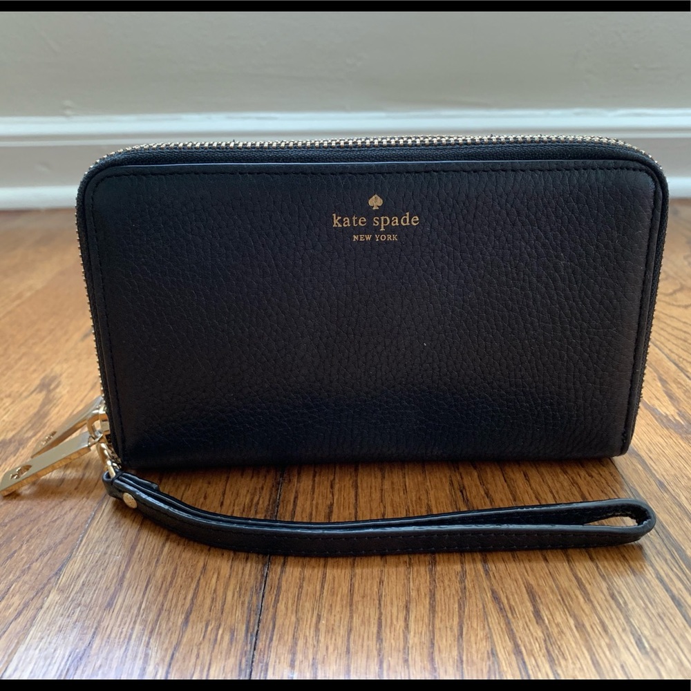 Kate Spade Black Leather Wallet Wristlet